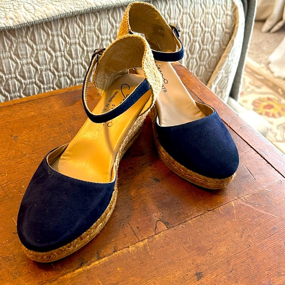 Gaimo Navy Suede Espadrilles, Size 38 EU, 7.5 US - Picture 1 of 11